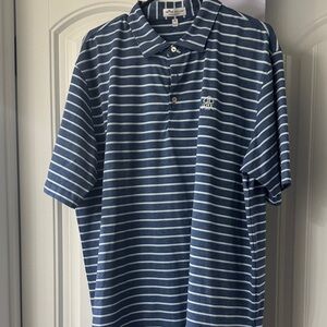 Peter Millar Blue and White Striped Polo Shirt